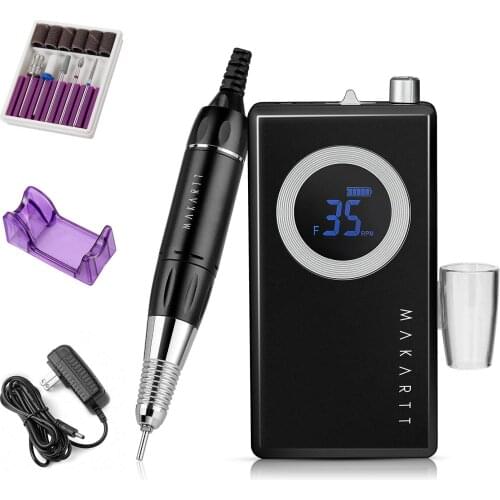 Makartt Rechargeable Nail Drill Machine, Black Stephanee 35000RMP Professional Nail Drill Kit Electric Nail File Manicure Drill