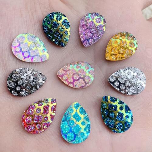 80pcs 13*18mm Tear drop Shape Resin stick On Rhinestones Resin no Sewing Rhinestones Stone For Wedding Dress