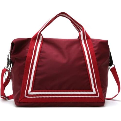Portable Travel Bag Women Stripes Handbag Waterproof Nylon Organizer Duffle Bag Women Tote Crossbody Bag Gym&Yoga&Sport Bag Big