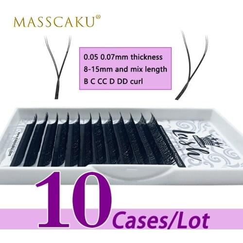 10case/lot MASSCAKU YY eye lashes extensions faux mink black soft invividual eyelashes Y-shape volume lashes tools 8-15mm lashes