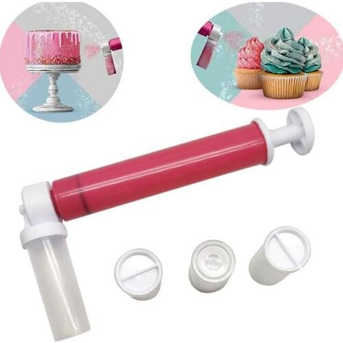 Manual glittering cake spray gun airbrush pump Liquid Powder Coloring Cake Coating Gun with 4 nozzle tubes Colorants Decorator