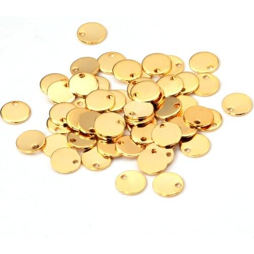 ASON 100pcs/lot Round Stainless Steel Tags Smooth Disc Charm Pendant with Hole for Necklace Bracelet Jewelry Making Supplies