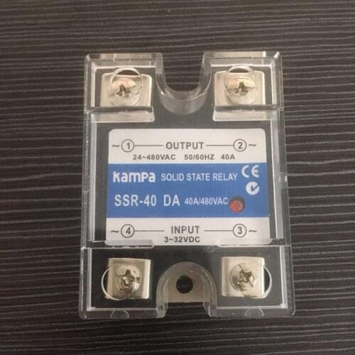 SSR-40DA 40A DC to AC SSR Relay Single Phase SSR 40A Input 3-32VDC Control Output 24-480VAC Solid State Relay Black (SSR-40DA)