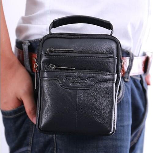Men Genuine Leather Belt Hip Bum Waist Fanny Purse Pack Pouch High Quality Small Business Shoulder Messenger Cross body Bag