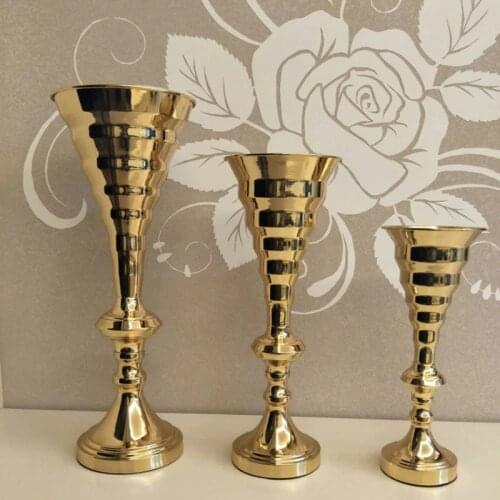 Wedding horn road lead metal plating gold stage hotel family decoration flower pot ornament pre-function area decoration