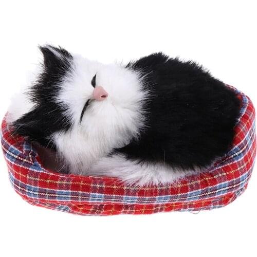 Adorble Miaow Stuffed Animal Kitten Cat Sounding Plush Soft Pet in Cradle Toy Kids Gift Home Car Decorative Ornament