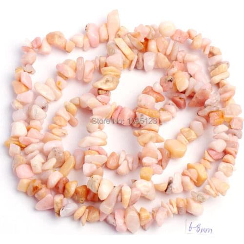 High Quality 5-8mm Natural Pink Opel Stone Chip Shape Necklace Bracelet Jewelry Gem Loose Beads 17 Inch w672