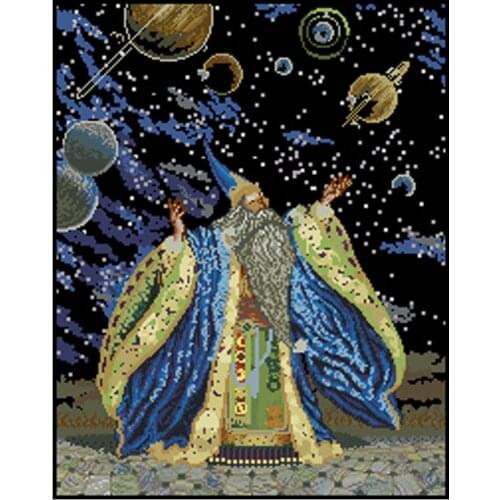 Top Quality Beautiful Lovely Counted Cross Stitch Kit Planetarius Scarlet Wizard Magician Magic