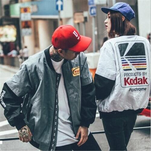 Japanese hip-hop jacket Harajuku pilots Street print Kodak jacket mens and womens overcoats brand clothing jacket