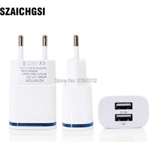 SZAICHGSI 5V 2A new Smart LED Light 2 Ports USB Charger Fast Wall Adapter Charger For iPhone 5 6 7 8 x Samsung Phone 1000pcs