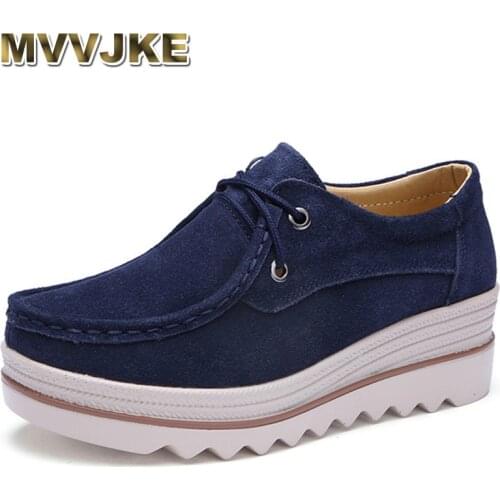 MVVJKE Height Increasing Black Women Flat Platform Shoes Female Casual Tassel Genuine Cow Leather Swing Shallow Walking Shoes