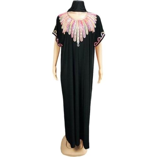 Multicolor Floral Embroidery Kaftans Women Boho Maxi Dress Casual Holiday Fashion Party Dresses Indie African Vestidos Scarf