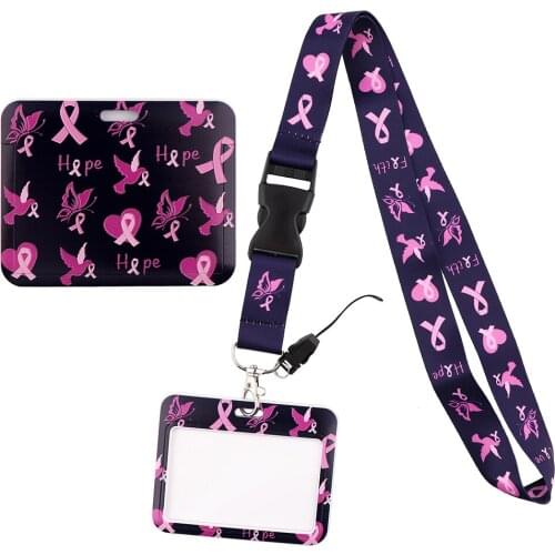 1pcs ZF3012 Breast Cancer Neck Strap Lanyard For Keys ID Card Gym Phone Straps USB Badge Holder DIY Hang Rope Lariat Lanyard