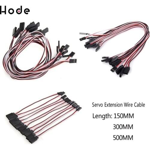 10Pc 150/300/500mm RC Servo Extension Cord Cable Wire Lead for Car Helicopter For Remote Controller and JR ReceiverAccessories