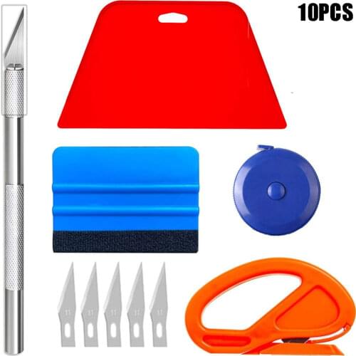 10pcs Wallpaper Smoothing Tool Kit Film Tool Kit Window Film Tinting Tools Vinyl Wrap Kit Precut/Auto Window Tint Kit
