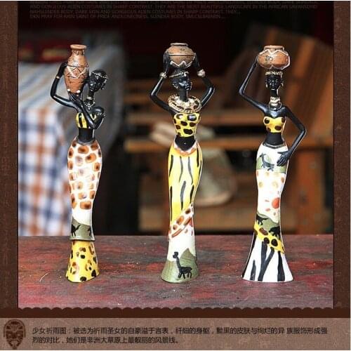 3pc African Women Foreign Country Amorous Feelings A Doll Resin Crafts Creative Home Furnishings