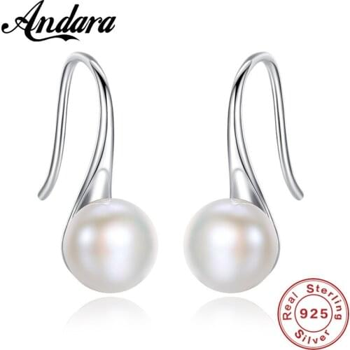 4 Color 925 Sterling Silver Elegant Round Pure Love Pearl Drop Earrings For Women Fine Jewelry Wedding Party Brincos