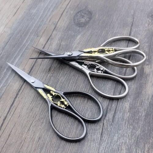 5 color Handicraft Retro Vintage Scissors sewing scissors European Style Gold Stainless Steel Tailor Scissor For Needlework