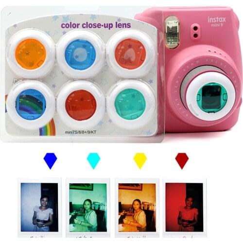 6 Pcs Colorful Camcorder Close-up Colored Lens Filter for Fujifilm Instax Mini 9 8 8 7S KT Instant Film Cameras