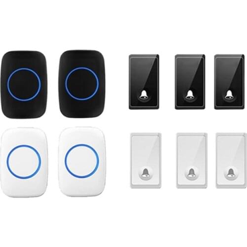New bell set 3 push 2 receiver wireless door bell emitter free of battery wireless doorbell ip44 200M work chime door ring