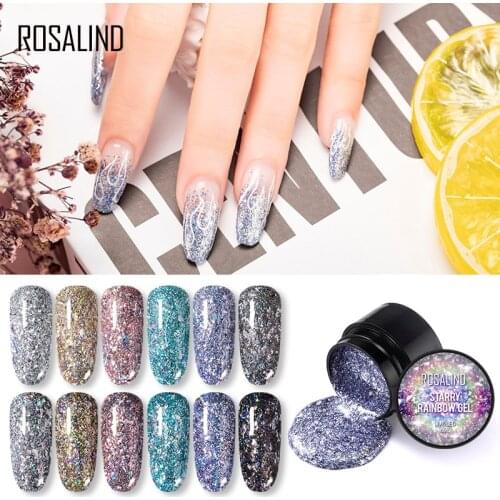 ROSALIND 5ml Shiny Nail Gel Polish Soak Off Hybrid Varnishes Nail Art Black Painting Top Coat Semi Permanent UV Gel For Manicure