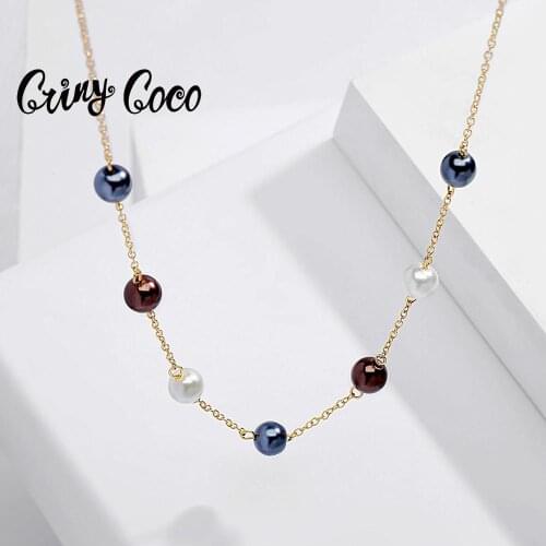 Cring Coco Fashion Pearl Pendants Necklaces for Women Trendy Woman Gold Color Chain Choker Necklace 2020 Gifts Jewelry Wedding