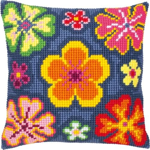 DIY Cross Stitch Cushion Lower Power Needlepoint Kits Pre-Printed Canvas Chunky Yarn Cross-stitch Pillow Case Arts & Crafts