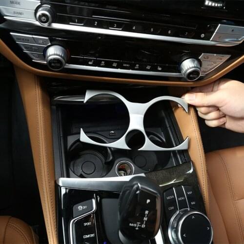For BMW 5 Series G30 2017 2018 Car ABS Chrome Interior Moldings Center Cup Holder Cover Trim For 525li 530li 540li