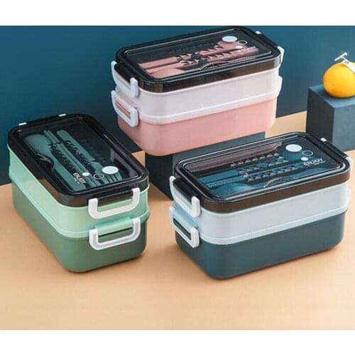 Stainless Steel Double-layer Lunch Box Lunch Box With Soup Bowl Leakproof Lunch Box Cutlery Set Microwave Food Box Bento Box