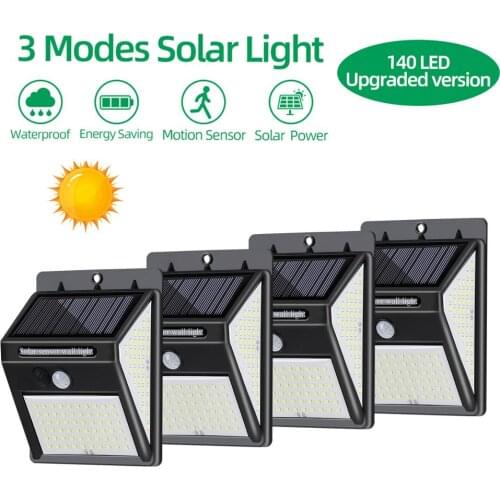 Three-sided 140 LED Solar Light PIR Motion Sensor Wall Lamp Waterproof Yard fence outdoor lighting solar lamp garden Light