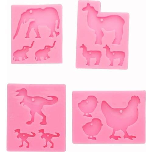 Epoxy Resin Keychain Mold Shiny Cartoon Animal Shape Food Grade Silicone Mold for Cake Decoration Tools Baking Accessories