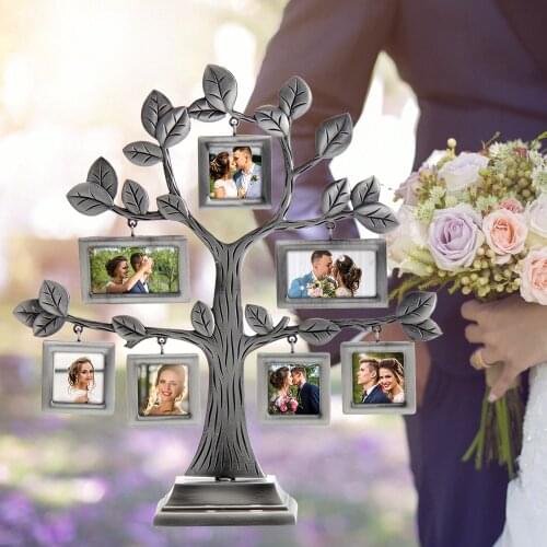 Tree Shape Alloy Photo Frame Picture Frames 2020 Christmas Gift Creative Wedding Souvenir Golden Home Decoration 7pcs Photos