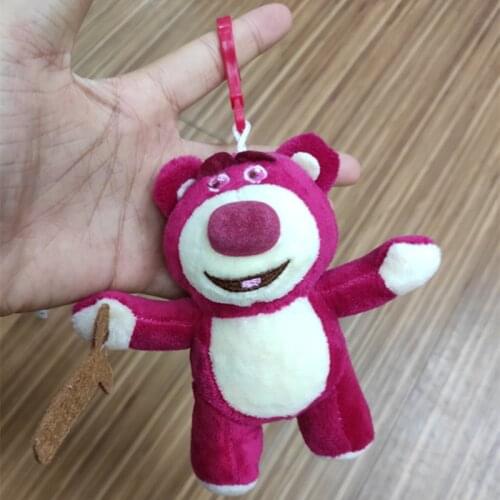 12cm Disney Toy Story Bear Strawberry Bear Cartoon Mickey Plush Doll Hanging Plutonium Pendant Doll Gift