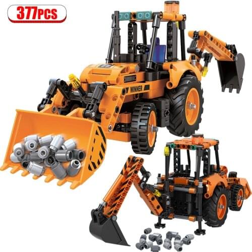 Technical Engineering Truck Building Blocks For City Car Mechanical Forklift Crane Roller Vehicle Bricks Toys For Children
