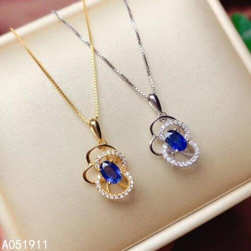 KJJEAXCMY fine jewelry natural sapphire 925 sterling silver women pendant necklace chain support test fashion