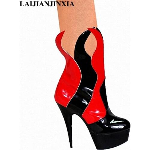 LAIJIANJINXIA 2018 Sexy 15cm High-Heels Platform Shoes Women Party Dress Pole Dancing Shoes Ankle Boots Dance Shoes