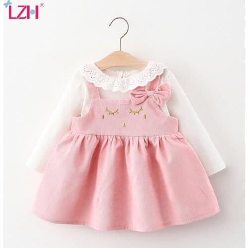 LZH 2021 Autumn 2Pcs Outfit For Kids Clothing Girls Long-Sleeved Top+Suspender Skirt Sets For Newborn Baby Girls Suit 0-3 Years