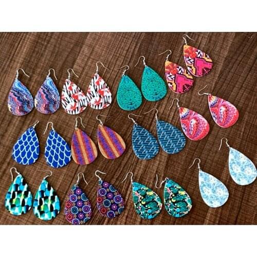 New Earrings Faux Leather Drop Pictorial Geometric and Abstract Designs