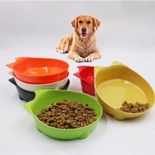 Wholesale New Pet Bowl Cat-shaped Melamine Solid Color Flat-bottom Cat Ears Dog Bowl Cat Bowl Puppy Pet Cats Dogs Food Feeder