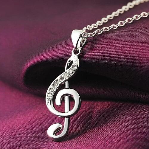 925 Sterling silver necklace wedding party jewelry wholesale women creative music symbol pendant stone female fashion