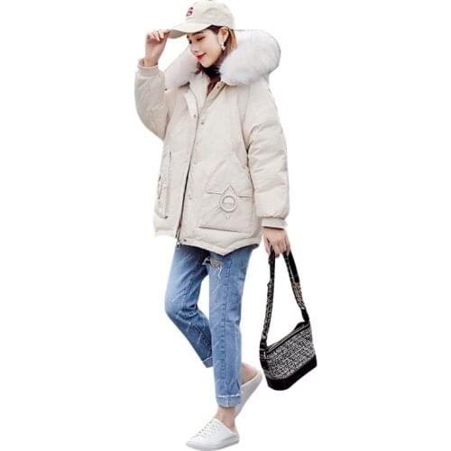 Autumn Winter Women Parkas Down Coats Jacket with Raccoon Fur Hoody 80% Duck Down Lady Warm Outerwear LF9082