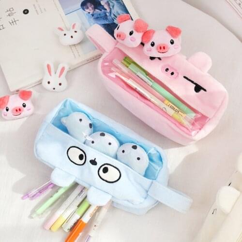 Plush Cute Pencil Case Large Capacity Pencilcase Pen Box Pouch Case School Office Supplies