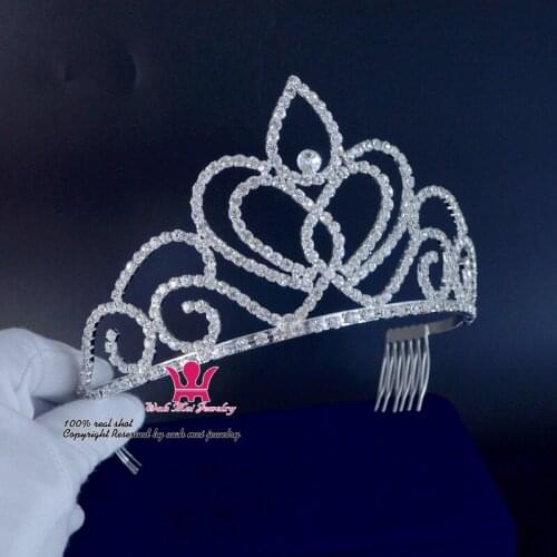 Rhinestone Crowns Beauty Pageant Queen Medium Bridal Wedding Crystal Headband Princess Pretty Girls Party Show Prom Hairwear