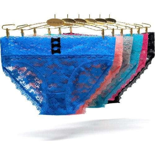 Fashion Lace Panties Women Underwear Sexy Lingerie Femme Low Waist See Through Briefs Girls Bragas Mujer Underpants 6 Pcs Pack