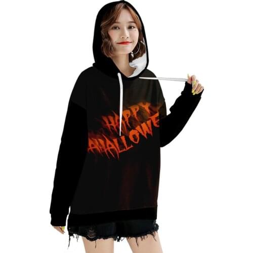 Hoodie Women Halloween Horror 3d Pumpkin Print Party Long Sleeve Pullover Sweatshirt Sudaderas Con Capucha Moletom Feminino