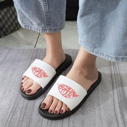 Women Sandals 2021 Summer Home Flip Flops Lips Print Women Shoes Bathroom Non-slip Slides Women Slipper Fashion Chaussure Femme
