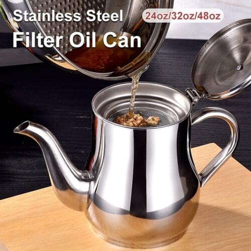 1Pc Stainless Steel Leakproof Oil Filter Pot Seasoning Container Kitchen Cruet Dispenser Household Sauce Storage Bottle
