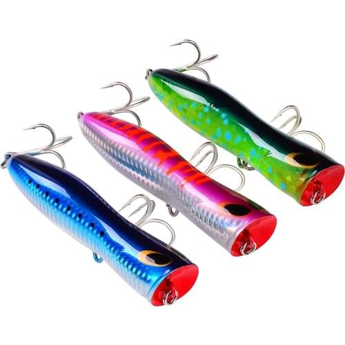 1pcs 13.5cm34.5g Big Popper Fishing Lure Bait Pesca Treble Hooks Crankbait 3D Eyes Artificial Hard Bait Carp Pike Fishing Tackle