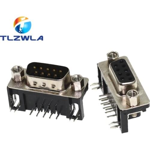 10PCS DB9 Female Male PCB Mount D-Sub 9 pin PCB Connector RS232 Connector 90-degree bent needle DR9