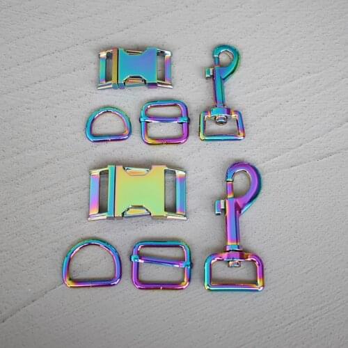 100 Sets 20/25mm Colourful Metal D Ring Adjuter Slider Adjustment Buckle For Pet Dog Collar Necklace Handmade Accessory